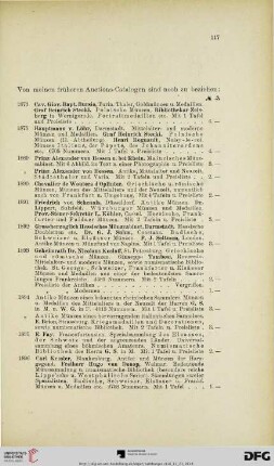 Von meinen früheren Auctions-Catalogen sind noch zu beziehen
