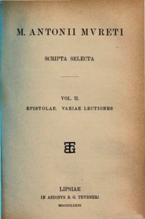 Scripta selecta, 2. Epistolae variae lectionis