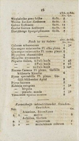 Verzeichniss schönblühender Stauden-Gewächse.