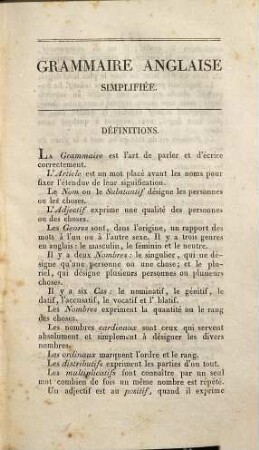 Grammaire Anglaise : Simplifiée Et Réduite A Vingt-Une Leçons ...
