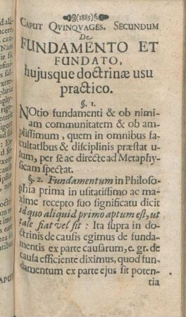 Caput Qvinqvages. Secundum De Fundamento Et Fundato, hujusque doctrinæ usu practico.