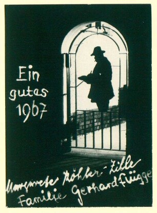 Eigenhändige Postkarte von Margarete Zille m.e.U., sowie Familie Gerhard Flügge betr. Neujahr 1967