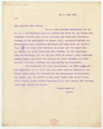 Brief an Emil Kronke : 01.06.1917