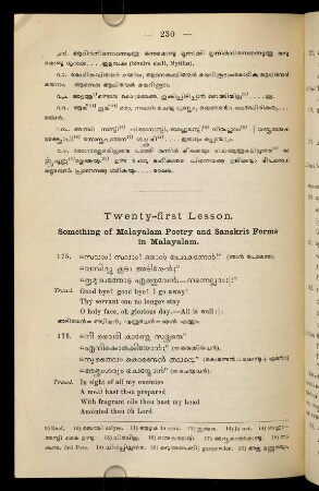 230-270, Lesson XXI. Malayalam Poetry and Sanskrit Forms