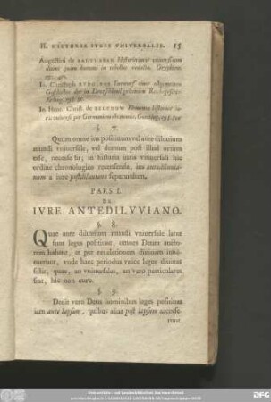 [II. Primae lineae Historiae iuris universalis.]
