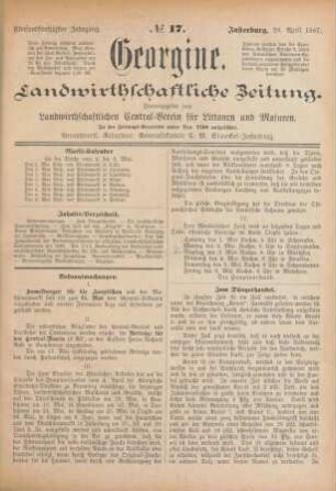 Fünfundfünfzigster Jahrgang. No. 17. Insterburg, 28. April 1887.