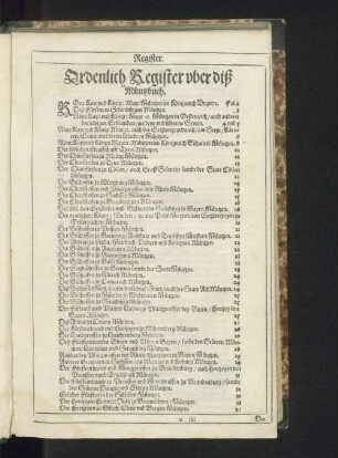 Ordenlich Register uber diß Münzbuch.