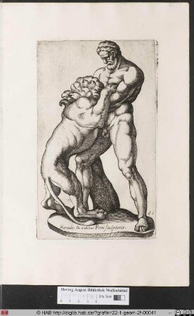 Statue des Herakles im Kampf mit dem Nemëischen Löwen.