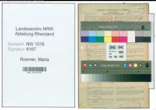 Entnazifizierung Maria Roemer , geb. 28.09.1894 (Lehrerin)
