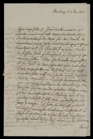 15: Brief von Johann Wilhelm Bickell an Gustav Hugo, Marburg, 3.12.1842