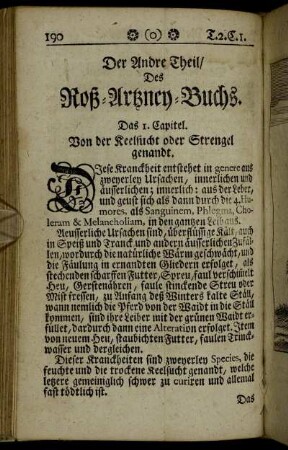 Der Andre Theil, Des Roß-Artzney-Buchs.
