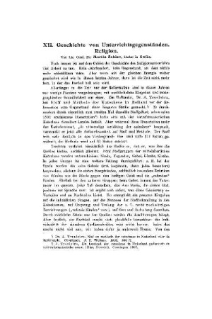 Geschichte von Unterrichtsgegenständen : Religion ; (Jahresbericht)