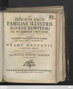 De Efficacia Pacti Familiae Illvstris Agnato Remotiori Ivs Svccedendi Tribventis