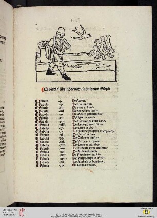 Capitula libri Secundi fabularum Esopi