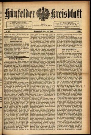 Ausgabe vom Samstag, den 10. Juli 1897.