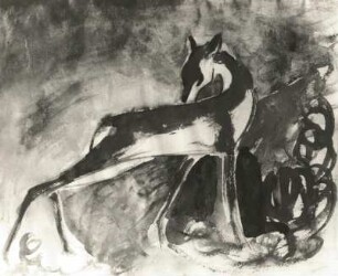 Marc, Franz. Rotes Reh. Mischtechnik; 14 x 17 cm. 1912