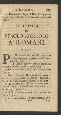L'Epistola Di S. Paolo Apostolo A' Romani