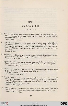XVII. Textilien (Nr. 471-639)