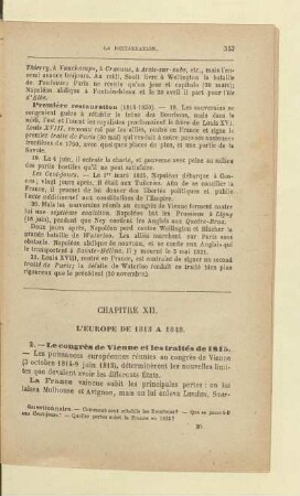 Chapitre XII. L'Europe de 1815 á 1848