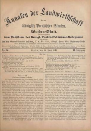 No. 24. Berlin, den 14. Juni 1871. XI. Jahrgang.