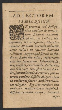 Ad Lectorem Praeloquium.