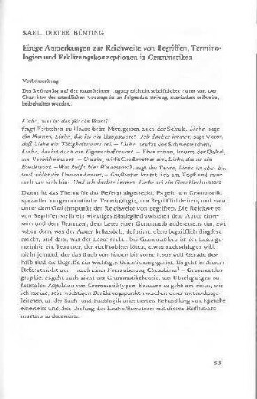 Einige Anmerkungen zur Reichweite von Begriffen, Terminologien und Erklärungskonzeptionen in Grammatiken
