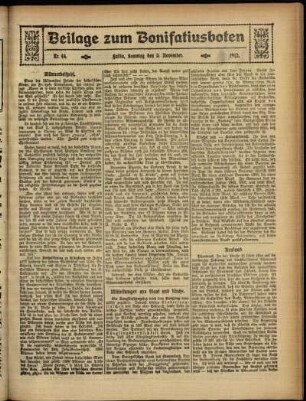 Zweite Ausgabe vom Sonntag, den 03. November 1912.