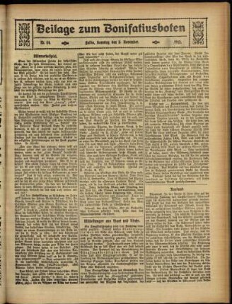 Zweite Ausgabe vom Sonntag, den 03. November 1912.
