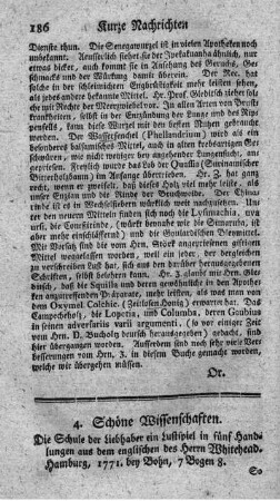 Die Schule der Liebhaber, ein Lustspiel in fünf Handlungen.