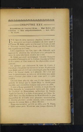Chapitre XXV. Expedition de l'amiral Rose. - Mgr Ridel, ses travaux. - Son emprisonnement. - Son exil. - Sa mort.
