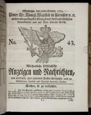 No. 43. Montags, den 22ten October, 1753.