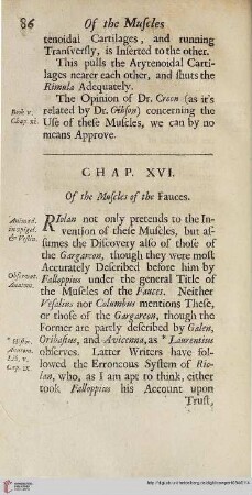 Chap. XVI: Of the Muscles of the Fauces