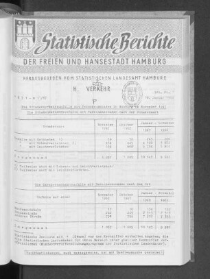 Die Straßenverkehrsunfälle mit Personenschaden in Hamburg im November 1967 : Lfd. Nr. 1