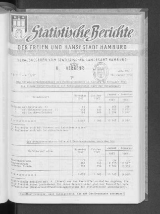 Die Straßenverkehrsunfälle mit Personenschaden in Hamburg im November 1967 : Lfd. Nr. 1