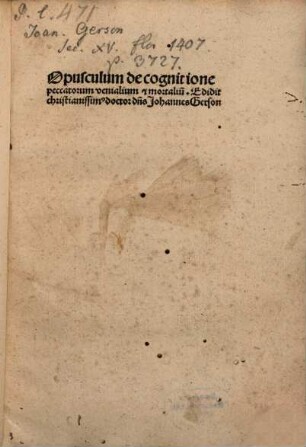 Opusculum de cognitione peccatorum venialium et mortalium