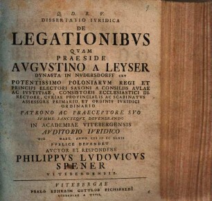 Diss. iur. de legationibus