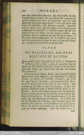 Eloge De Maximilien Emanuel Electeur De Baviere