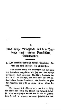 Noch einige Bruchstücke aus dem Tagebuche eines reisenden Preußischen Schulmannes