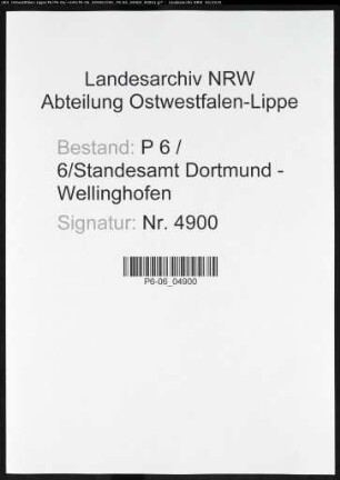 Sterberegister Standesamt Dortmund-Wellinghofen (XXI)