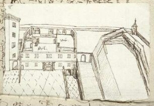 Kassel, Landgrafenschloss, Entwürfe für einen südöstlichen Anbau (recto und verso)