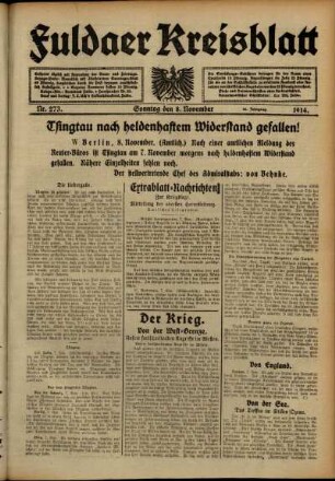 Ausgabe vom Sonntag, den 08. November 1914.