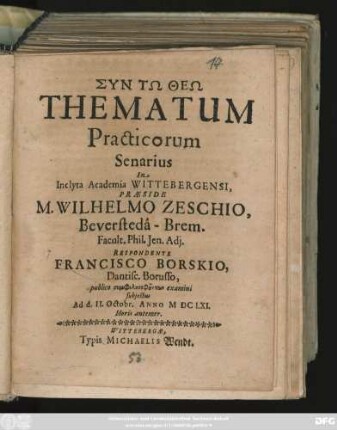Thematum Practicorum Senarius