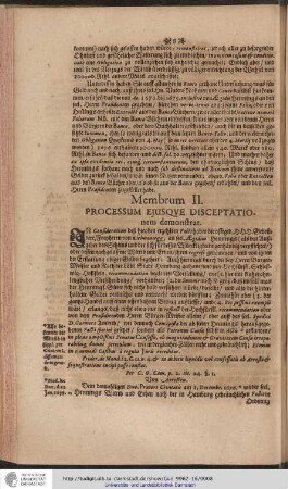 Membrum II. PROCESSUM EJUSQVE DISCEPTATIONEM demonstrat.