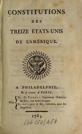 Constitutions des treize États-unis de l'Amérique