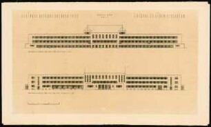 Hauptgebäude eines Flughafens Schinkelwettbewerb 1932: Ansichten vom Rollfeld und von der Straße 1:200