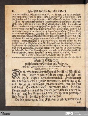 Drittes Gespräch, am dritten Advent-Sonntag.