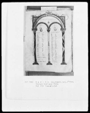 Evangeliar aus Prüm — ---, Folio 20versoKanontafel