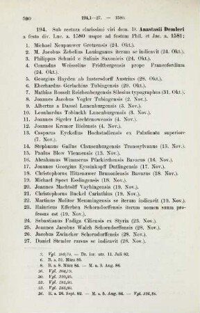590-599, Matrikel 194, 1-78 (1580/81) und 195, 1-124 (1581)