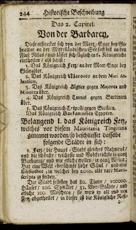 Das 2. Capitel. Von der Barbarey.