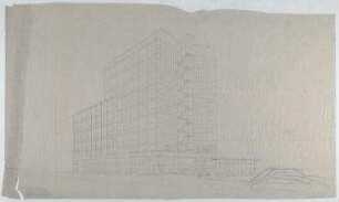 Wettbewerb Shellhaus (nicht realisiert) – Perspektivansicht. Berlin-Charlottenburg, Kurfürstendamm 32